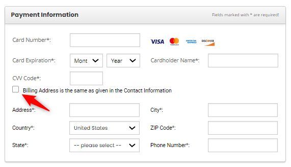 Enter Your Payment Information and Billing Address