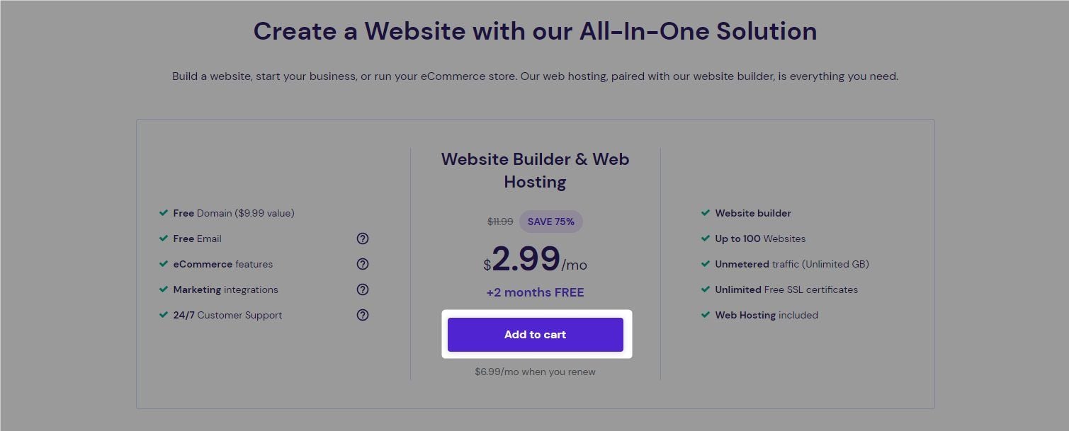 Go to Cart Hostinger Ai Website Builder 