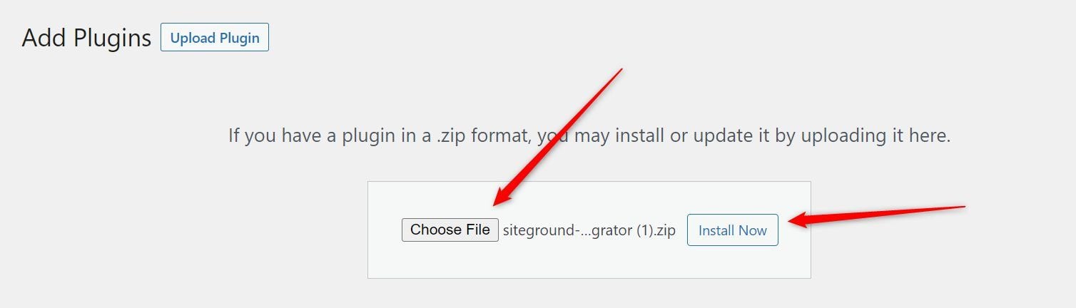 Install the SiteGround Migrator Plugin