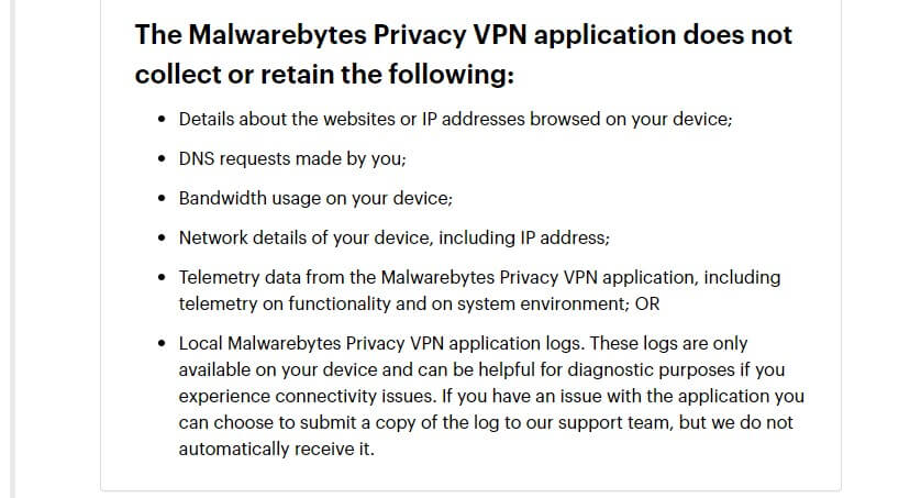 Malwarebytes VPN Log