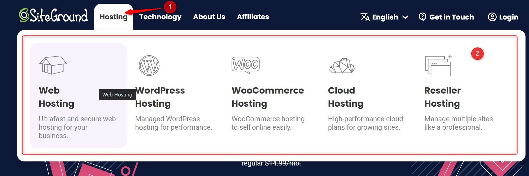 Navigate to Hosting on HomePage