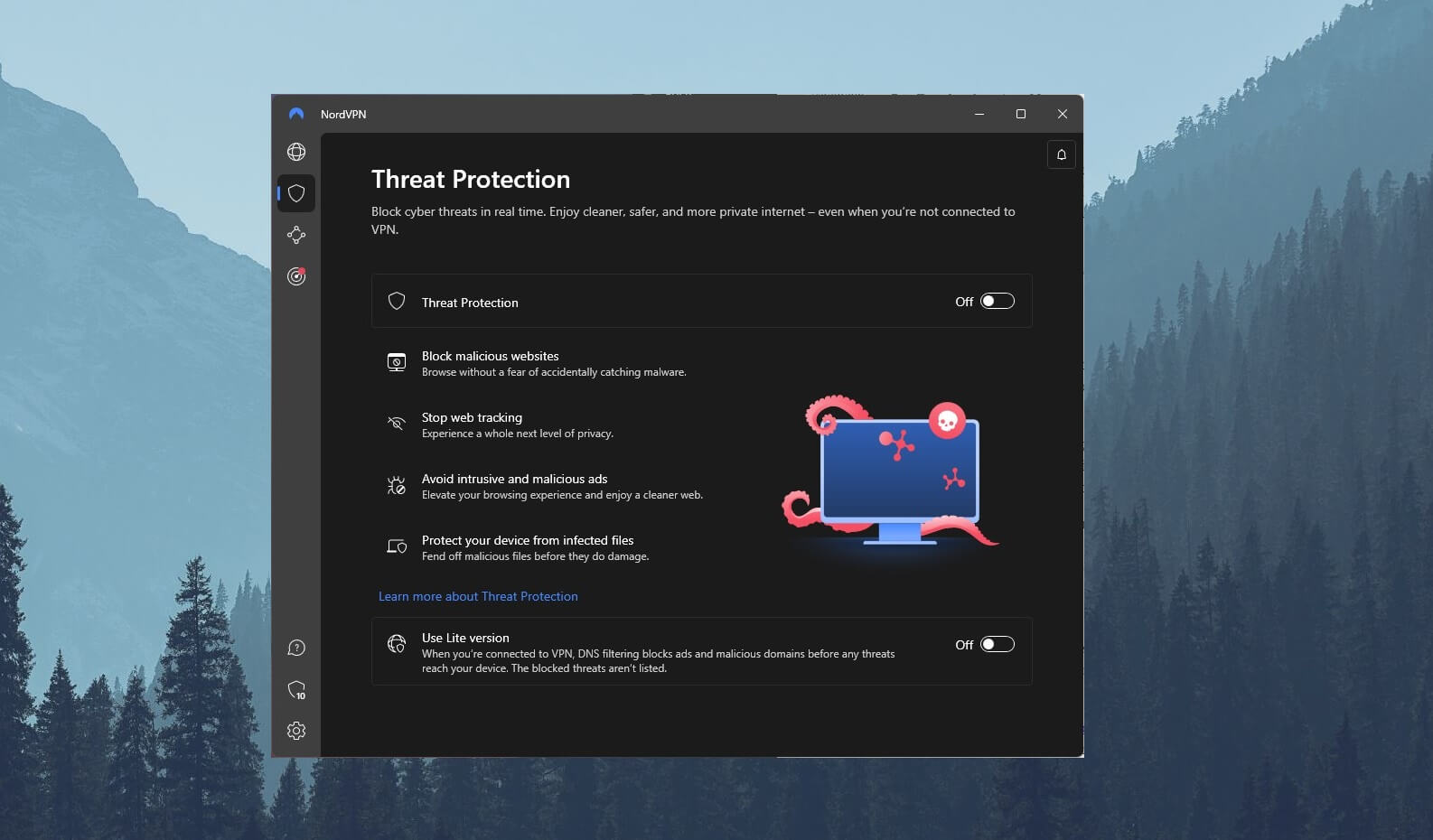 PC de protección de amenazas nordvpn