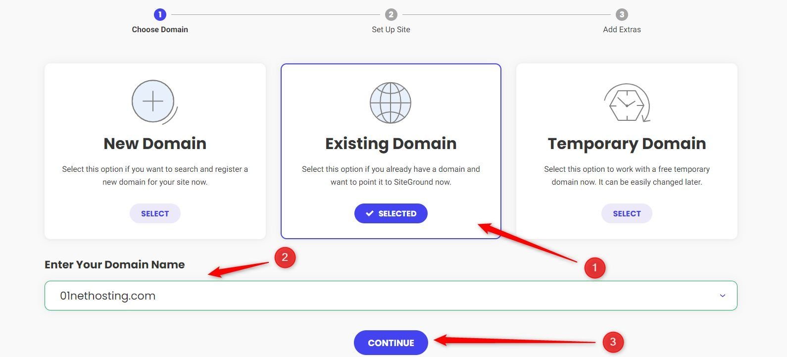 Select Existing Domain