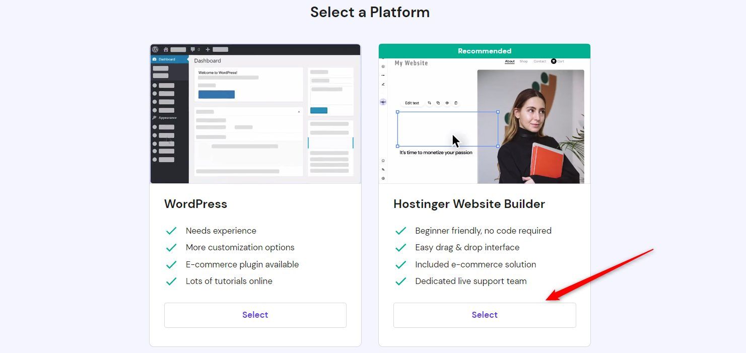 Select Hostinger Builder Ai Website Builder 