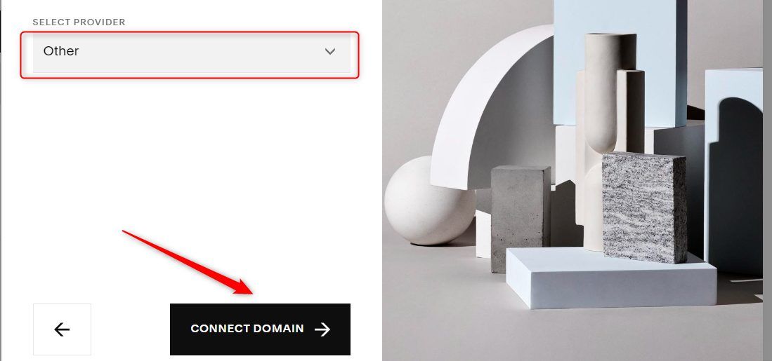 Select Provider and Connect Domain Squarespace