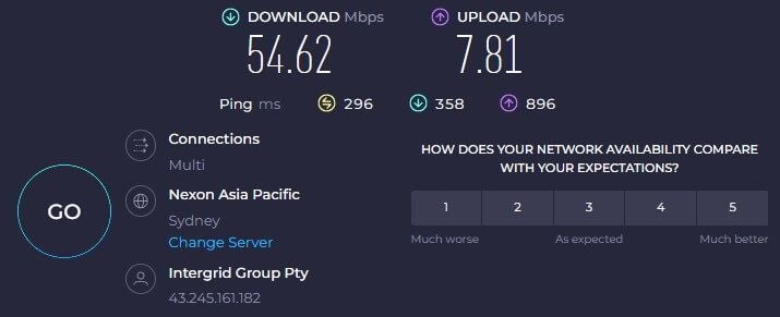 Bitdefender VPN Australia Velocidad