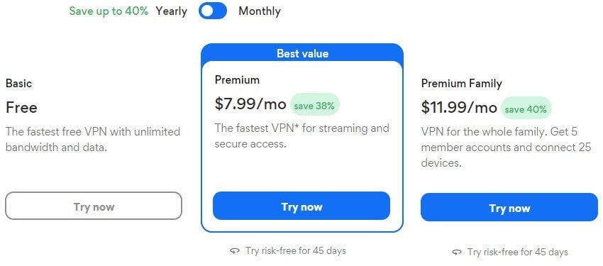 Hotspot Shield Pricing