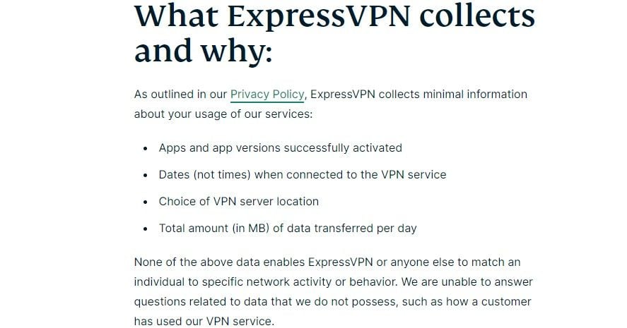 Datos de registro de expressvpn