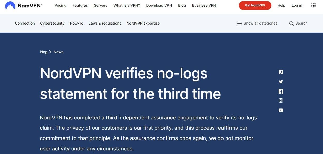 NORDVPN Tercera auditoría