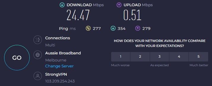 Strongvpn ऑस्ट्रेलिया गति