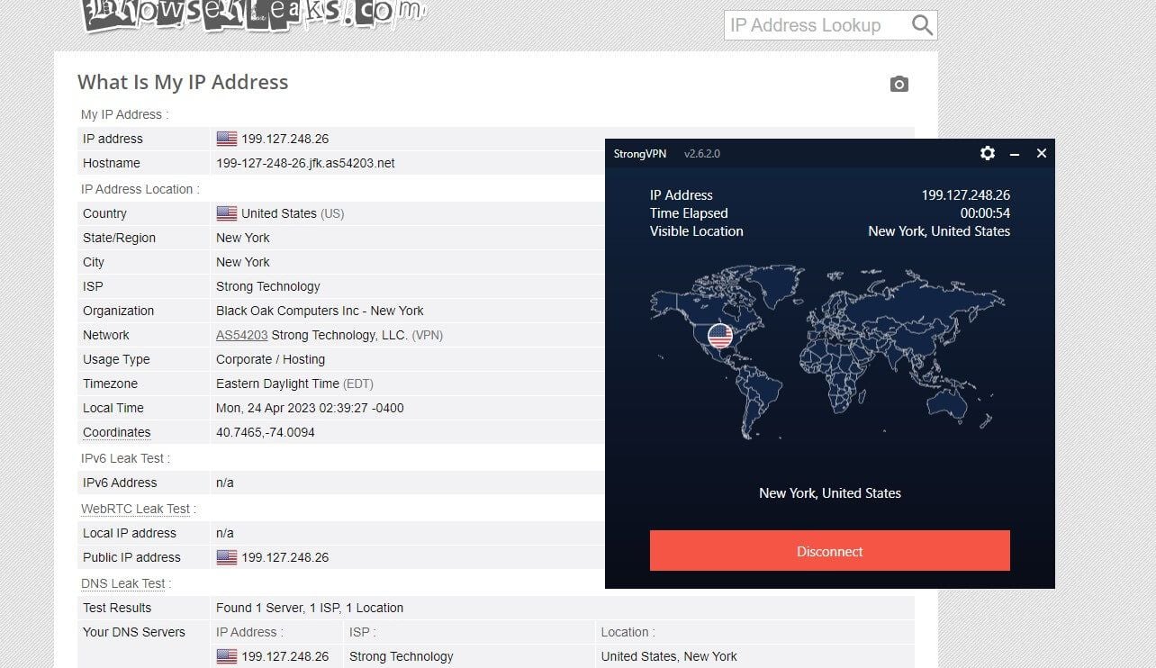 StrongVPN IP Fuite 2