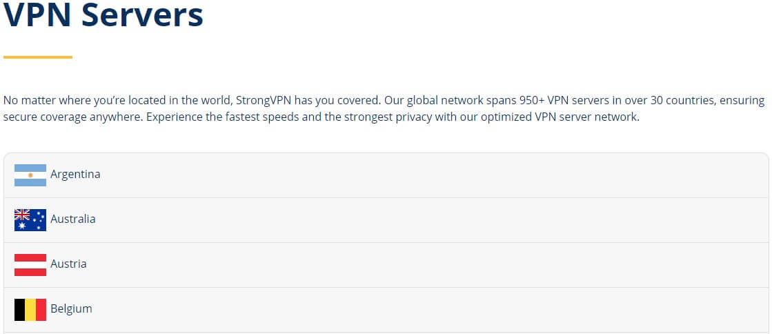 StrongVPN Servers