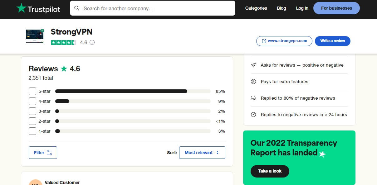 Strongvpn Trustpilot