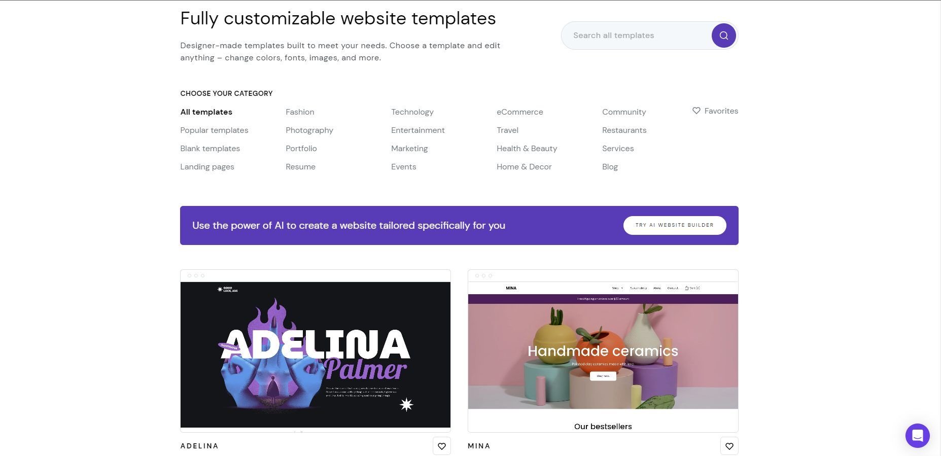 Hostinger Website Builder Templates