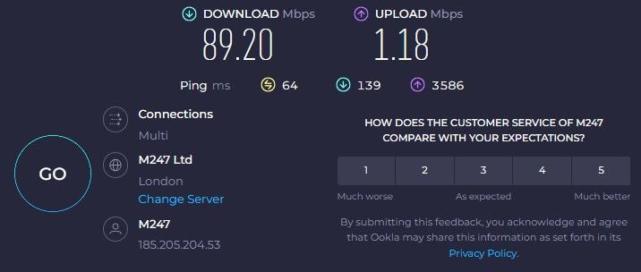 Ultravpn UK Speed