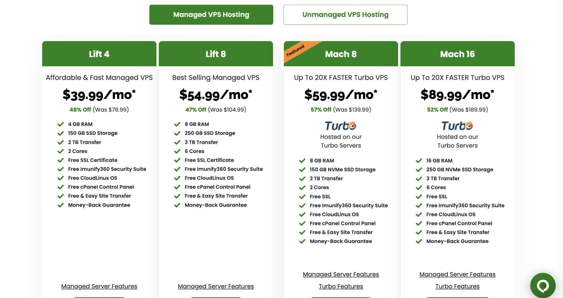 A2 Hosting managed VPS Plans