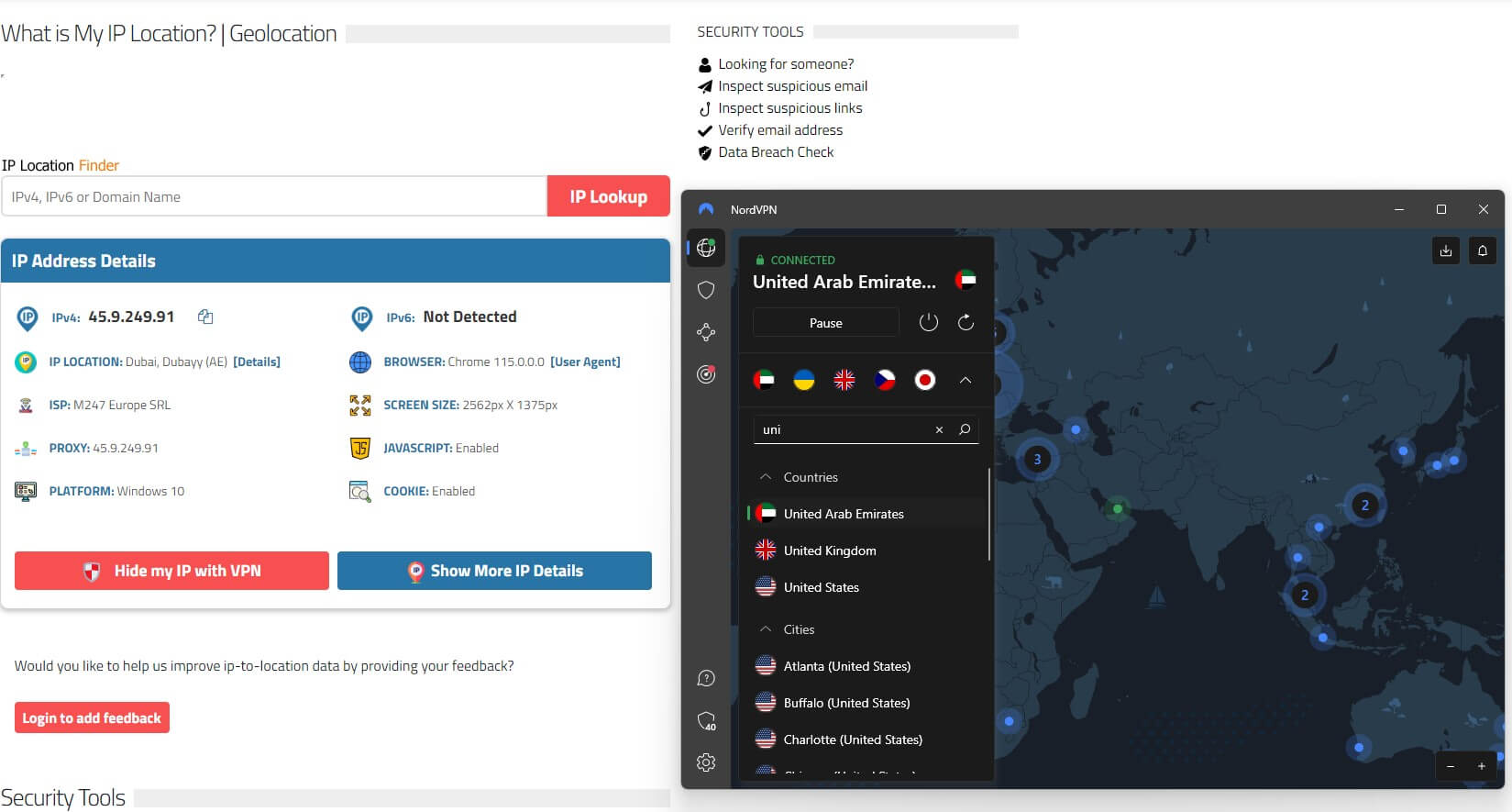 NordVPN UAE IP Check