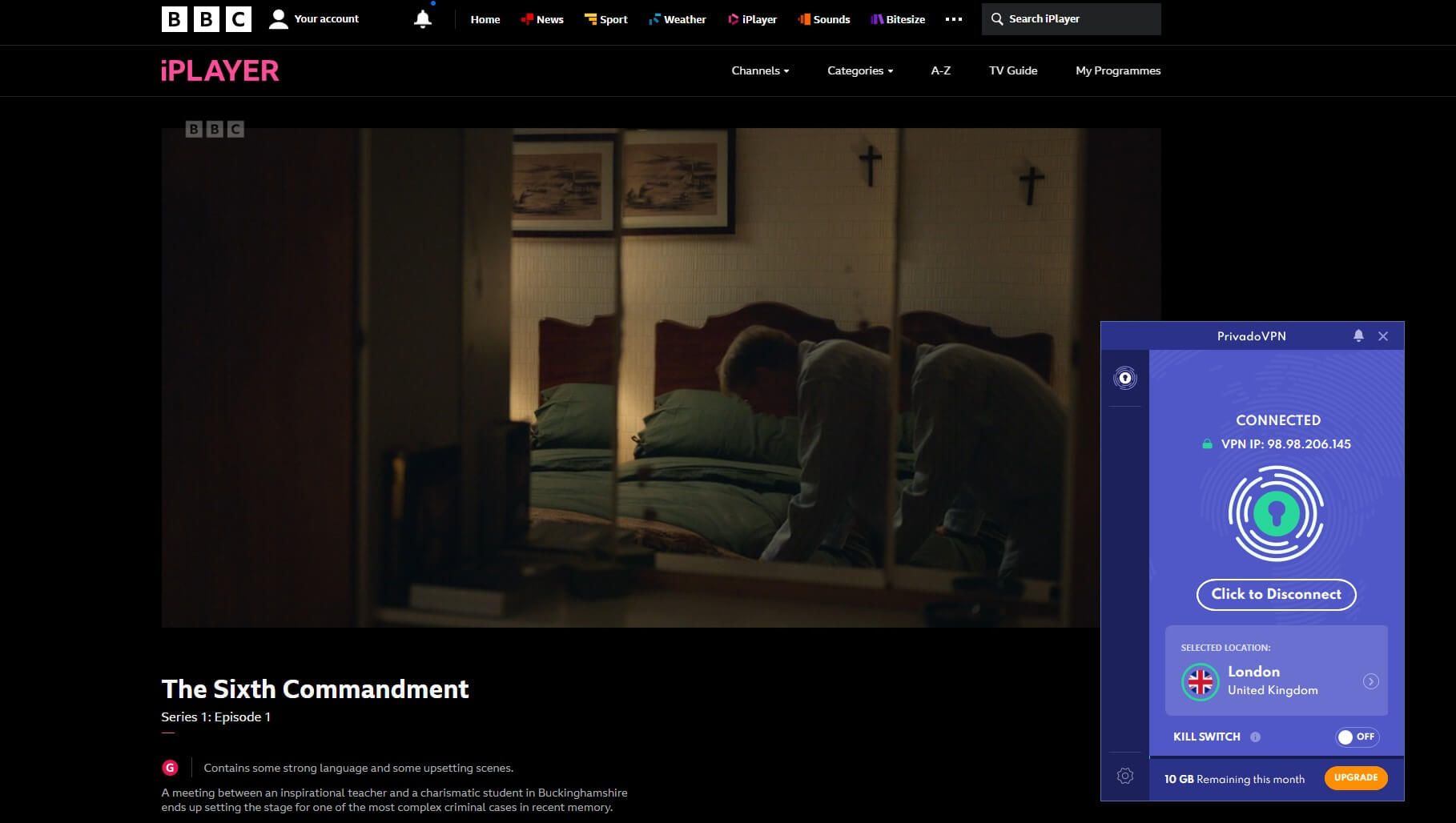 PrivadoVPN BBC iPlayer