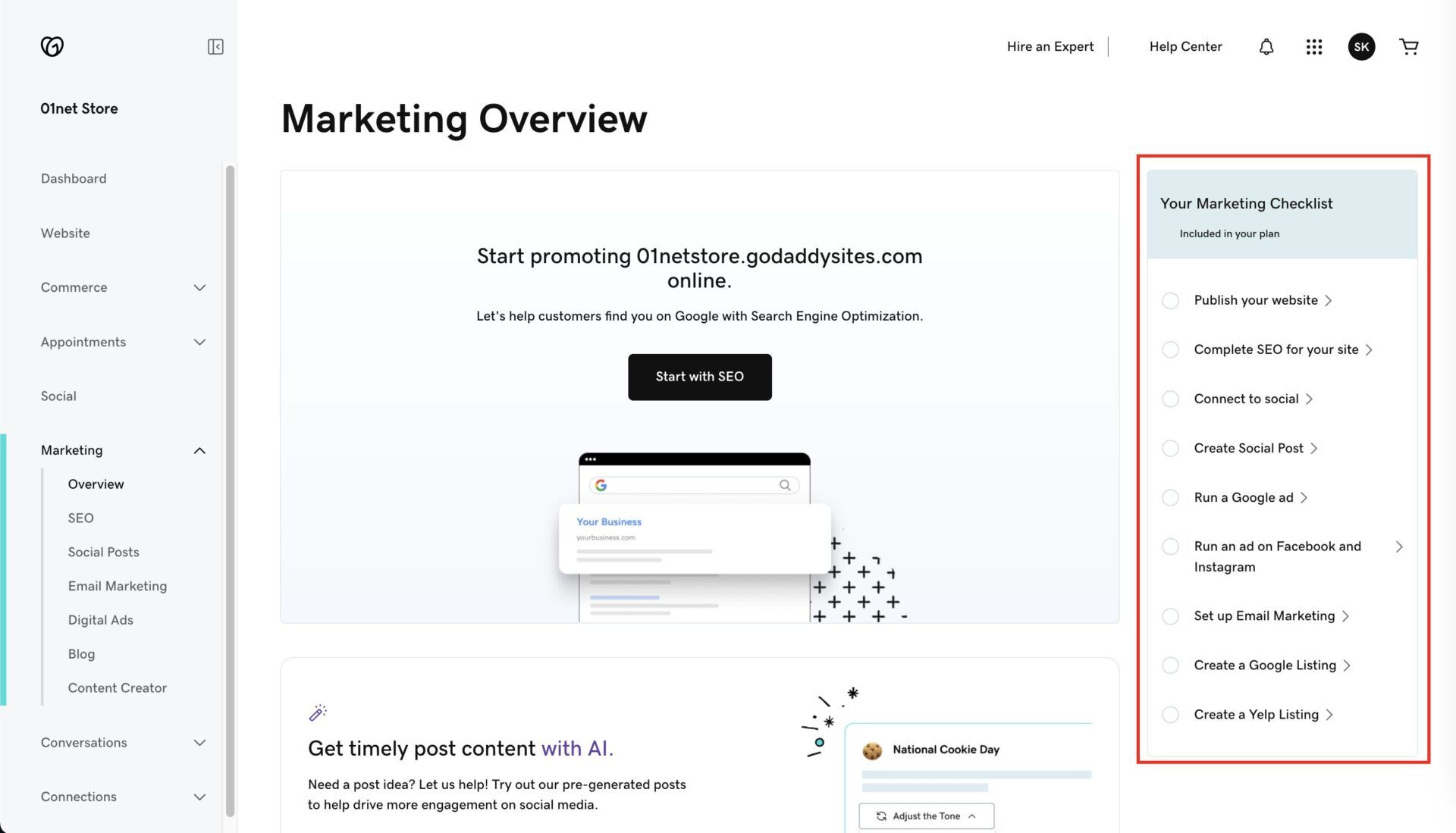 GoDaddy Website Builder Marketing Checklist