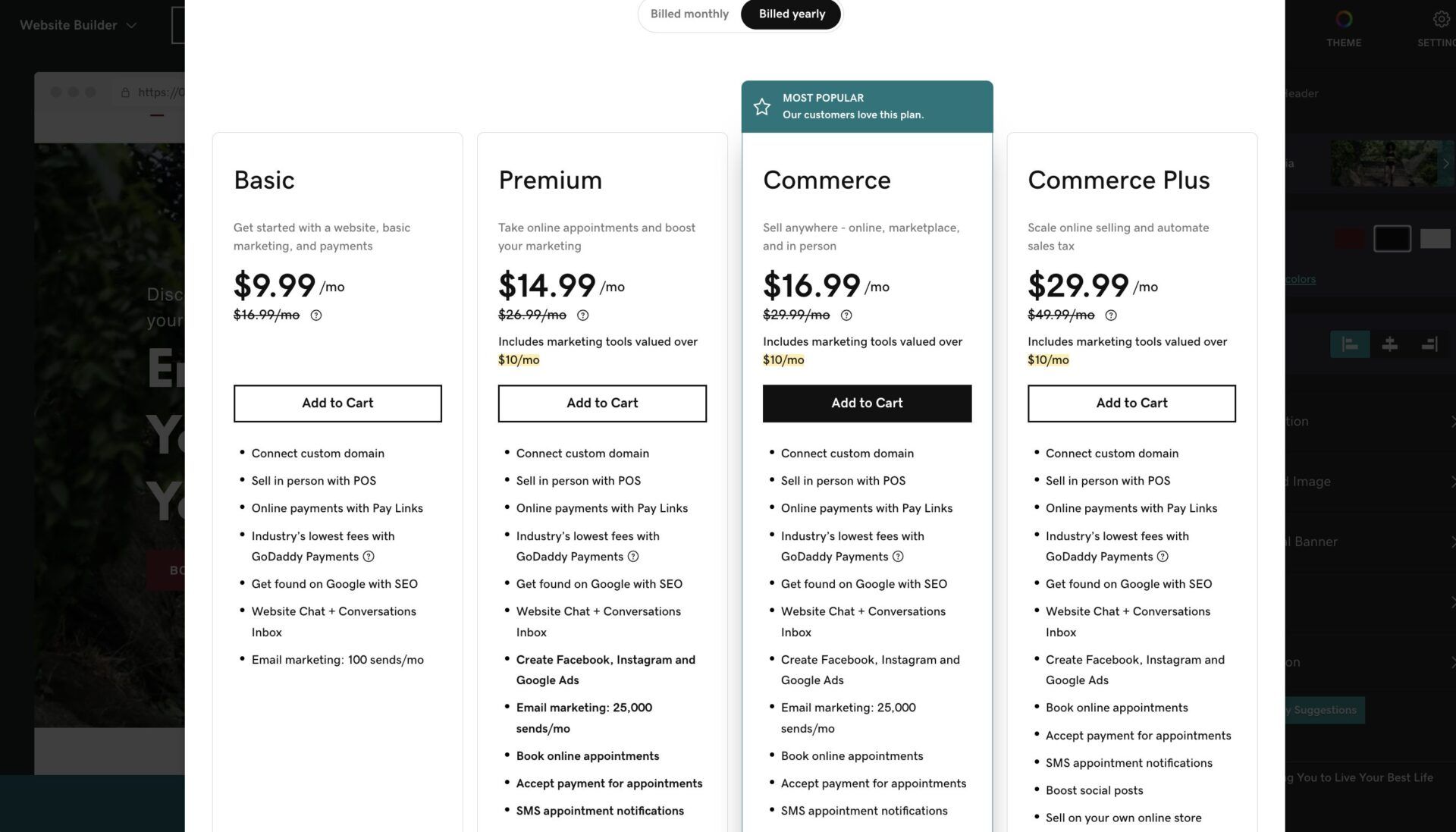 GoDaddy Website Builder Pricing