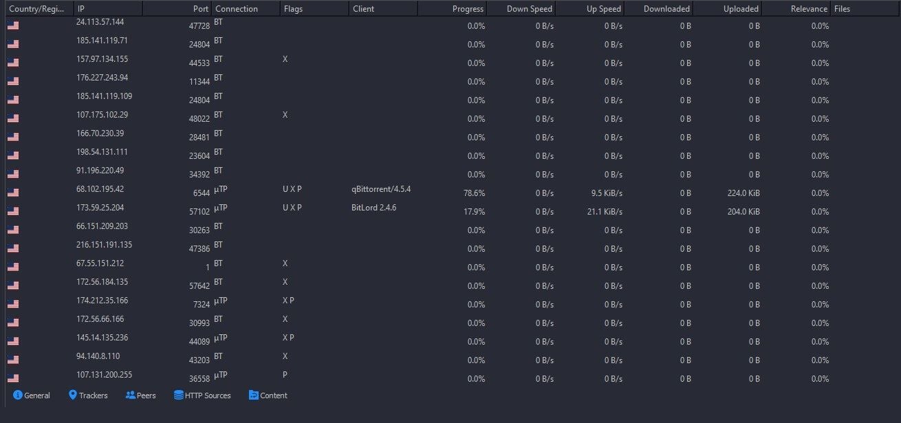 qBitTorrent Peers