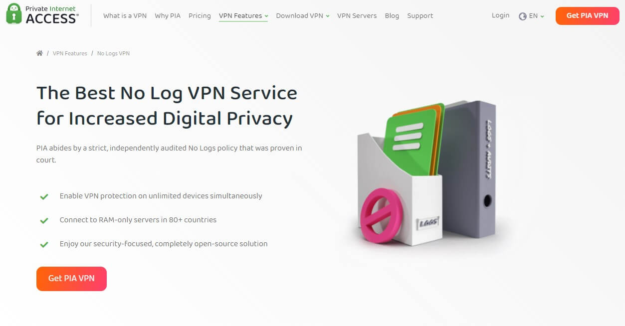 PIA VPN No Logs