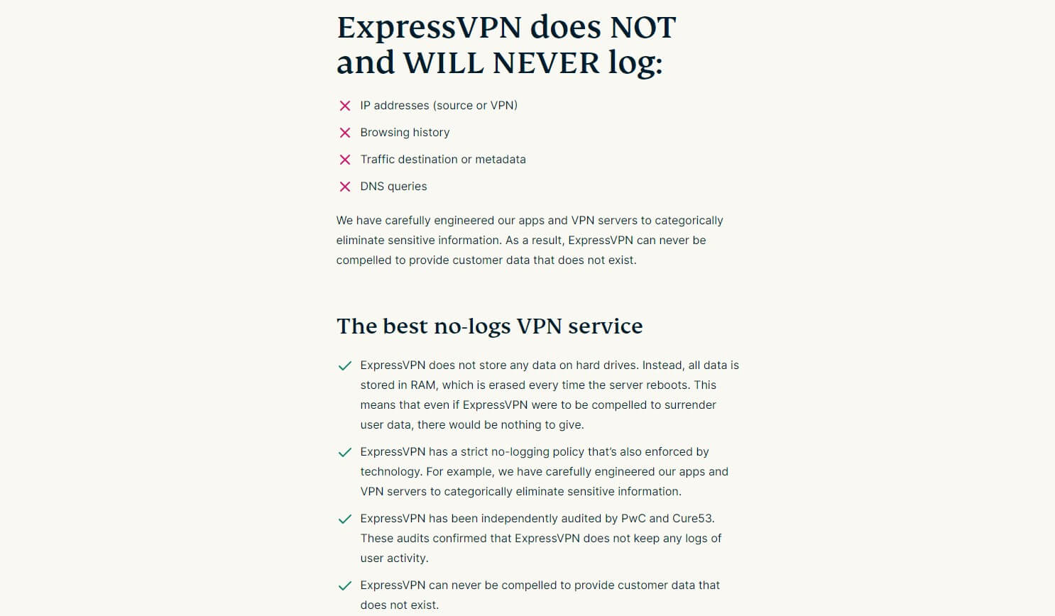 ExpressVPN No Log