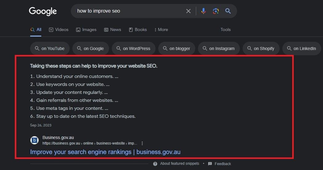 Featured Snippet Seo