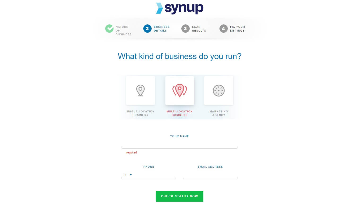 Synup Listing Scan