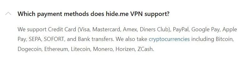 Hide.me Payment Methods Updated