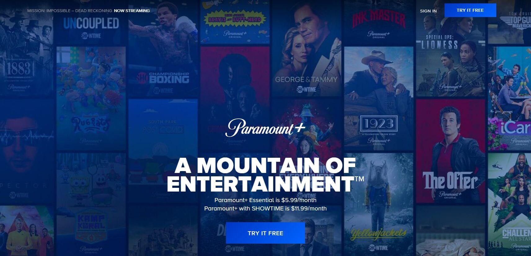 Paramount+ Landing Page