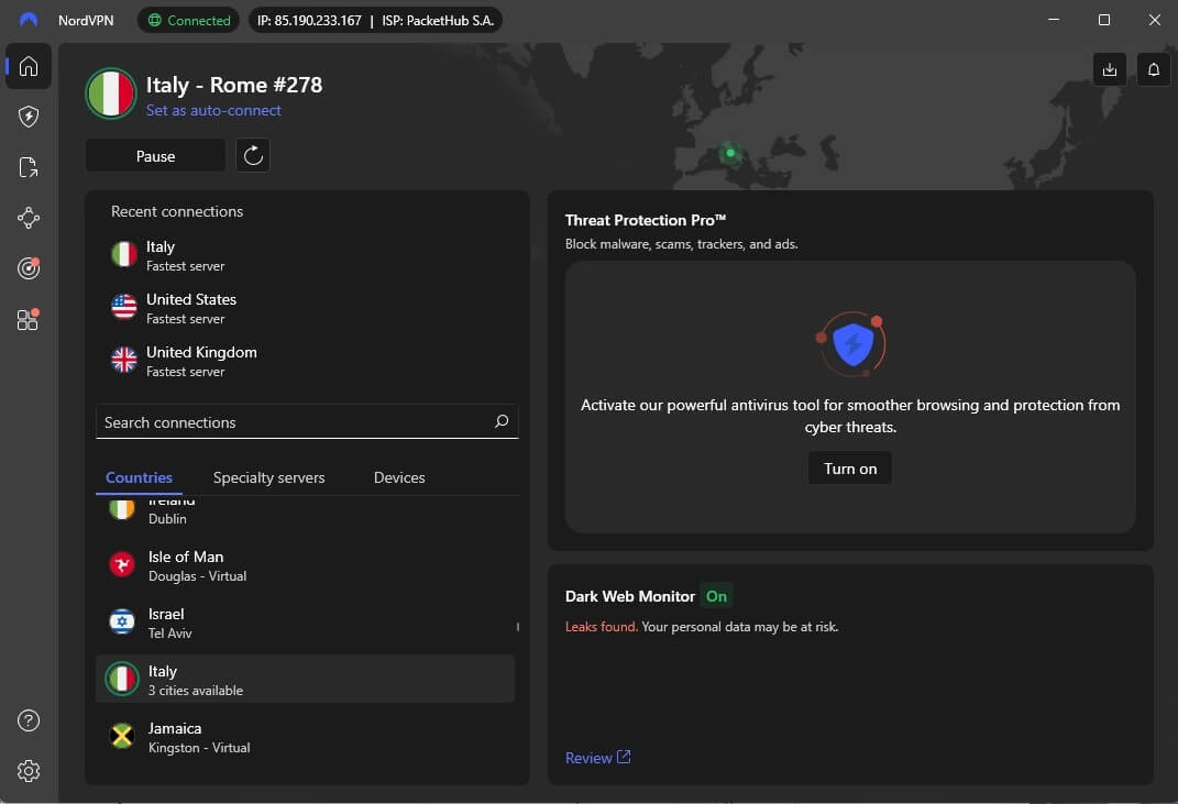 Nordvpn Italy Ip Connected