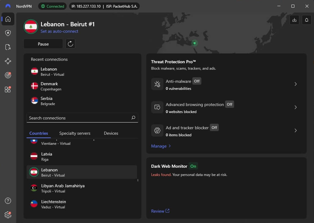 Nordvpn Lebanon Ip Connected