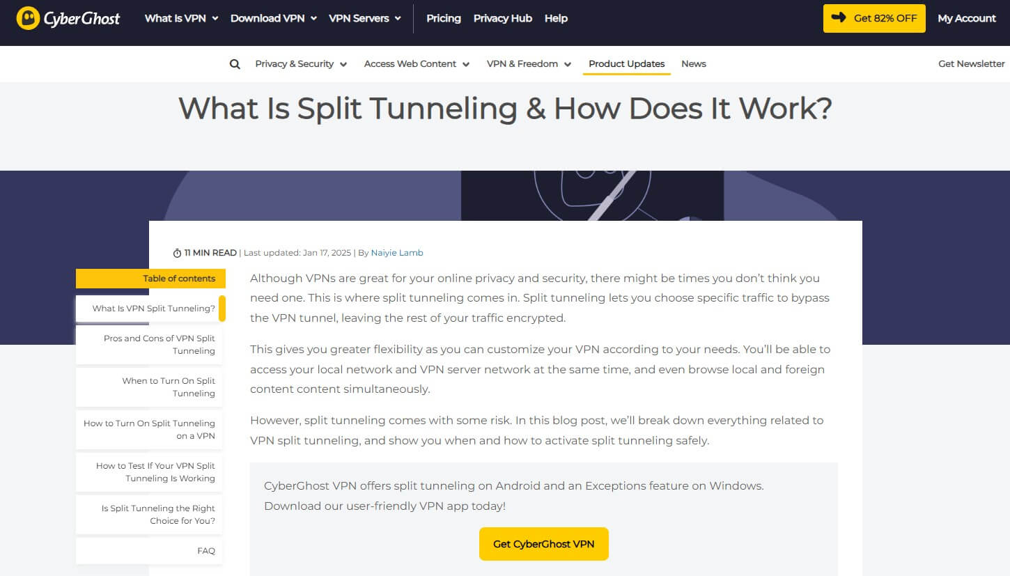 Cyberghost Split Tunneling