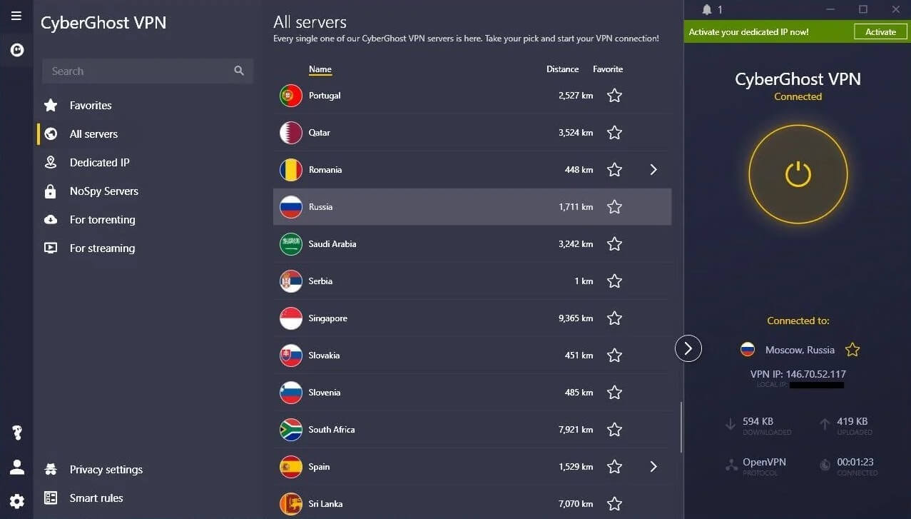 Cyberghost Russian Ip Connected
