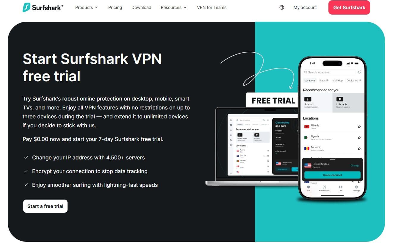 Surfshark Free Trial