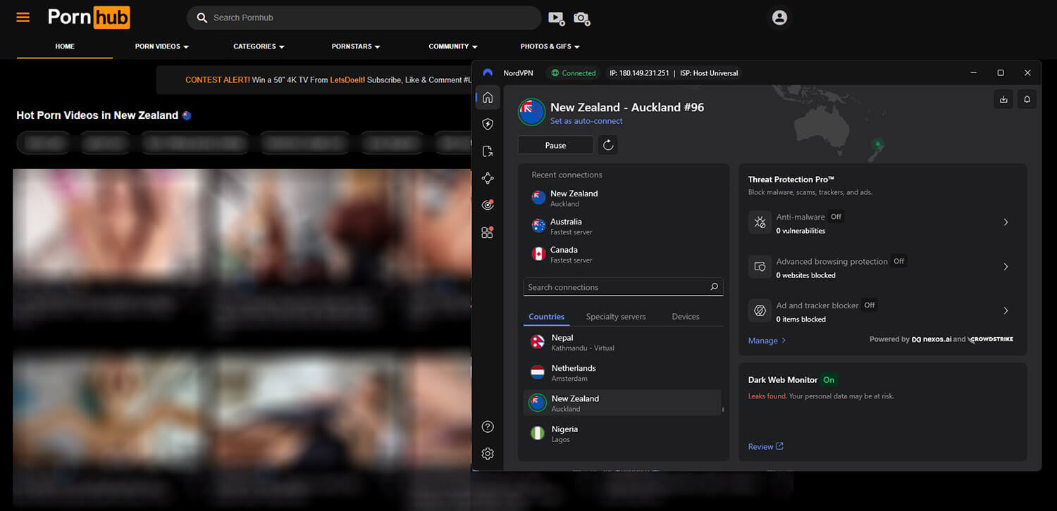 Pornhub unblocked in Australia with NordVPN