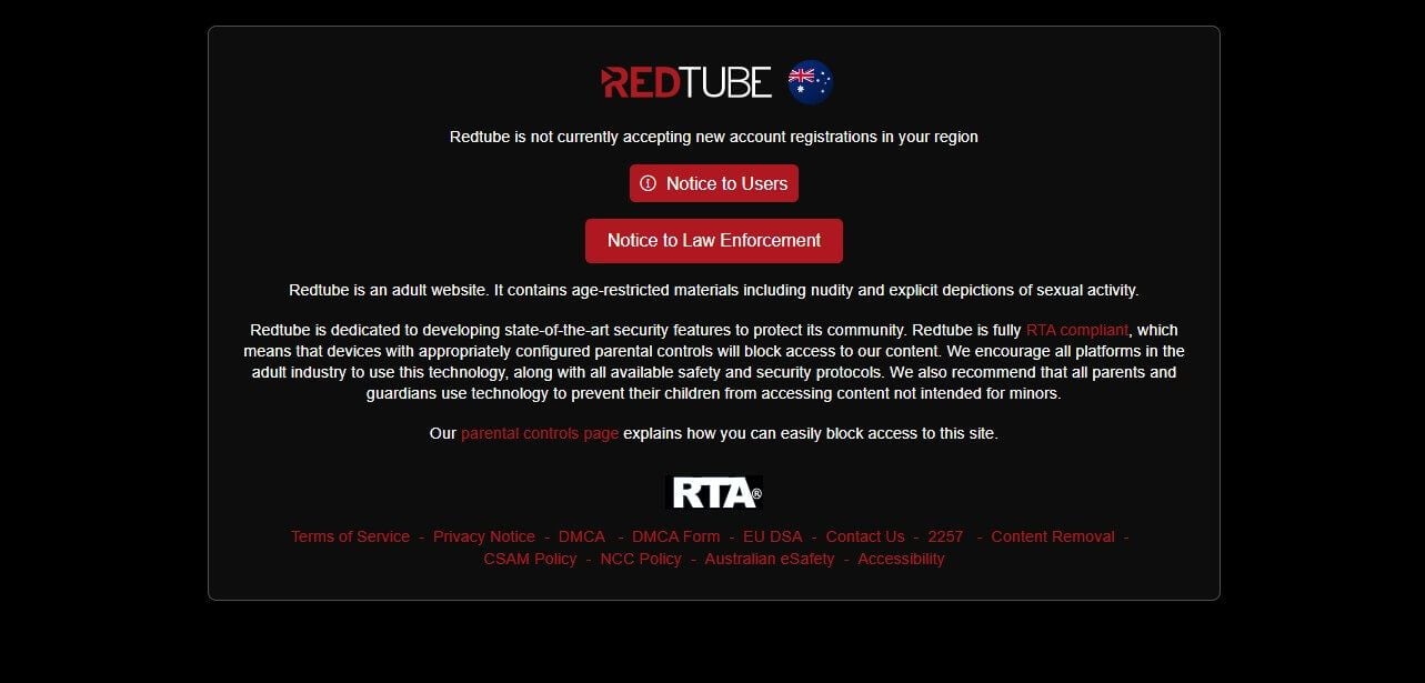 Redtube Australia Error