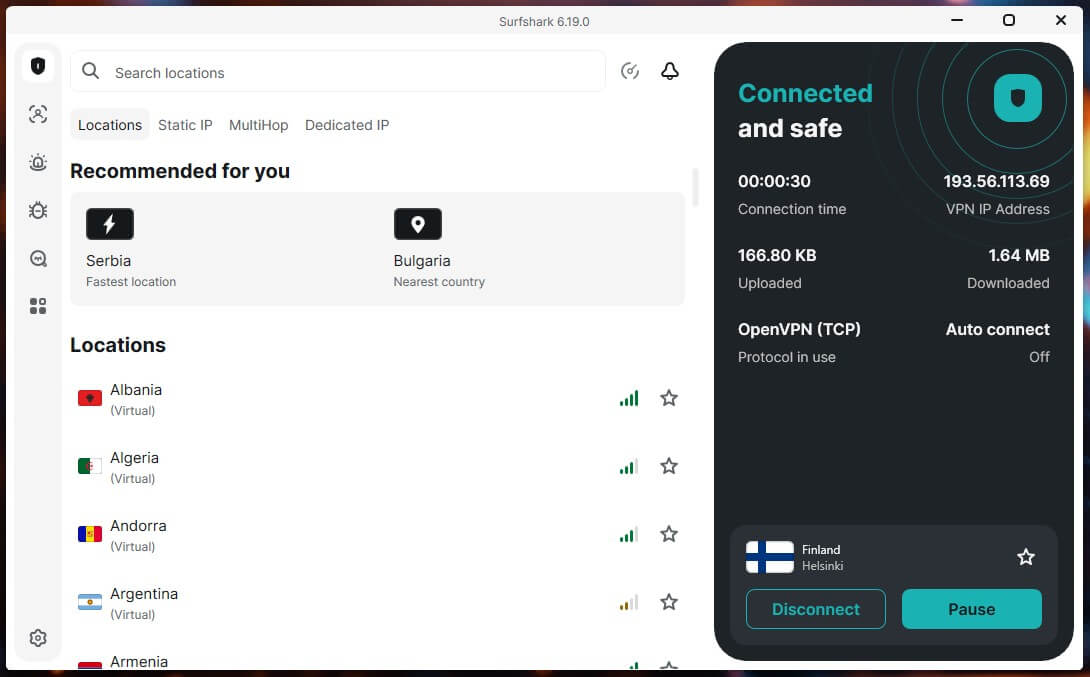 Surfshark Finland App