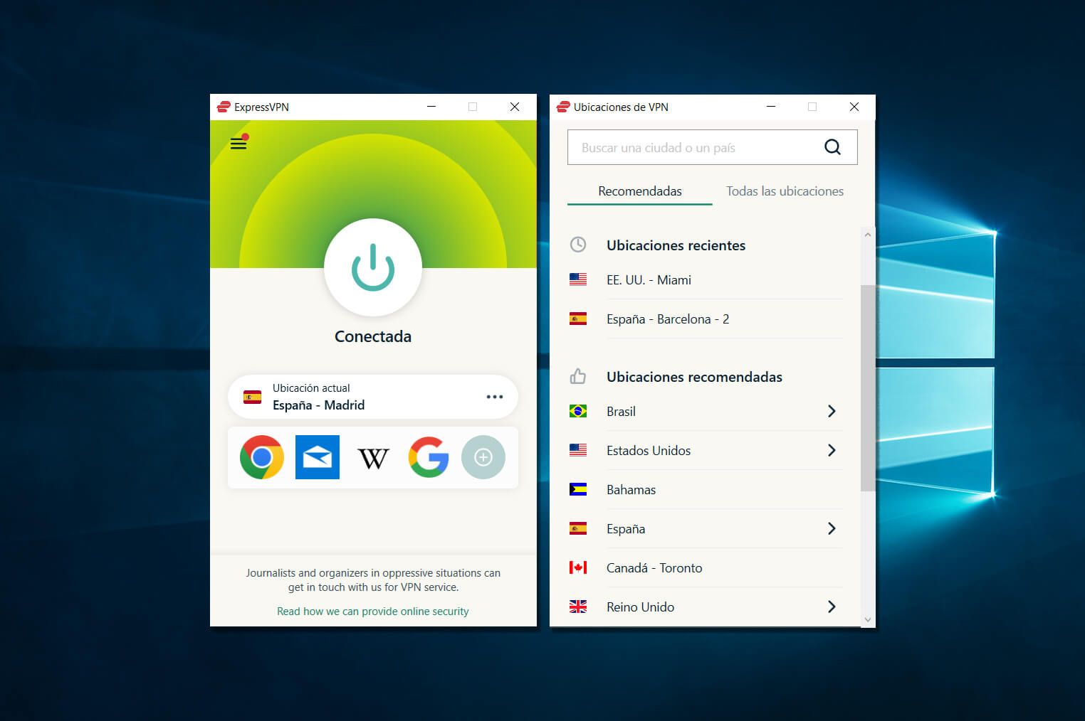 Conectarte a una IP de España con ExpressVPN