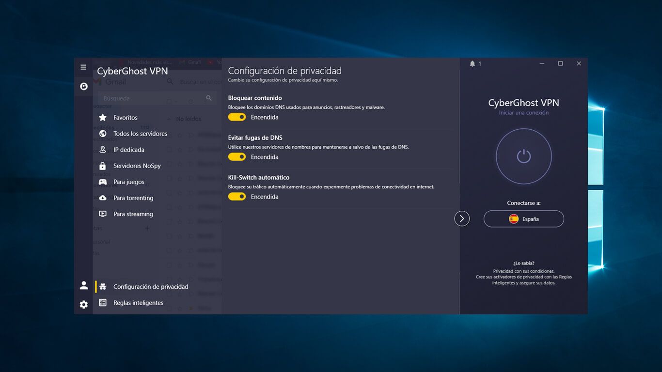 Ajustes de CyberGhost Windows