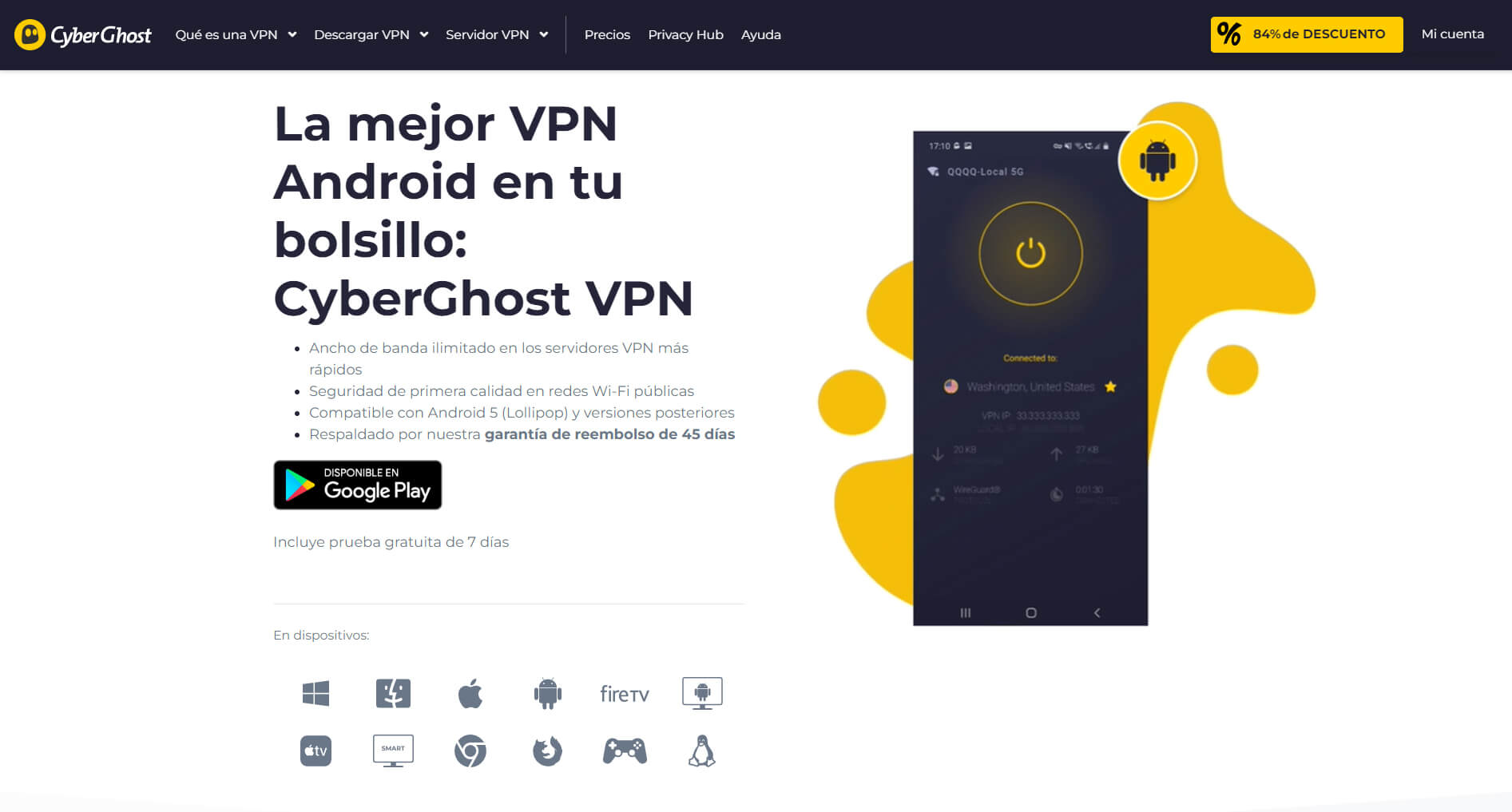 CyberGhost Gratis para Android