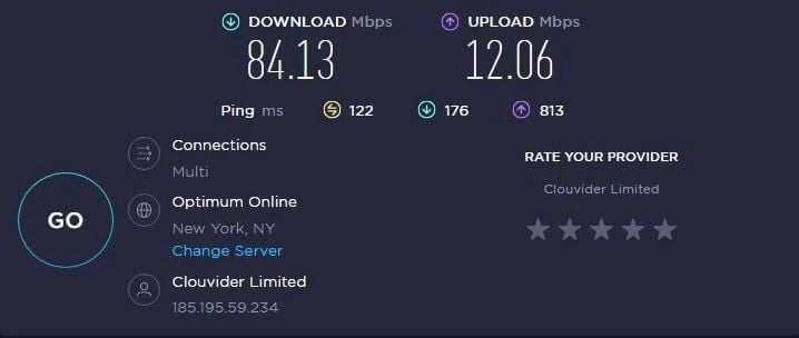 Velocidades Estados Unidos NordVPN