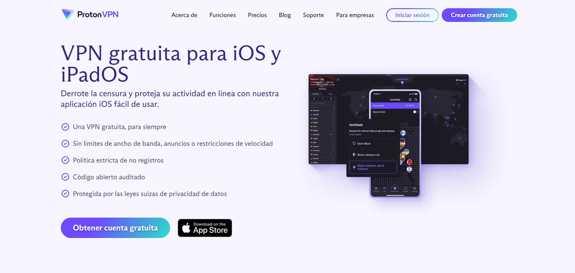 ProtonVPN gratis para iPhone