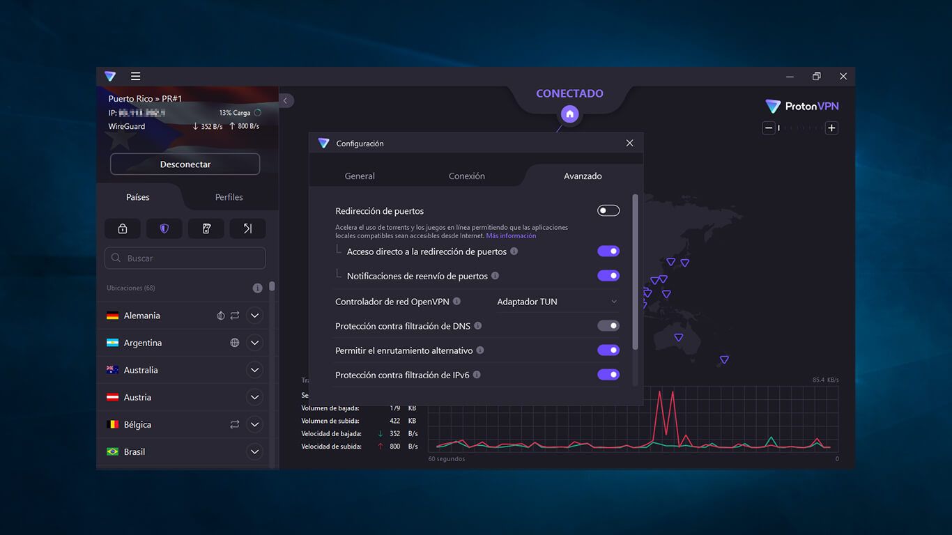 Ajustes de ProtonVPN