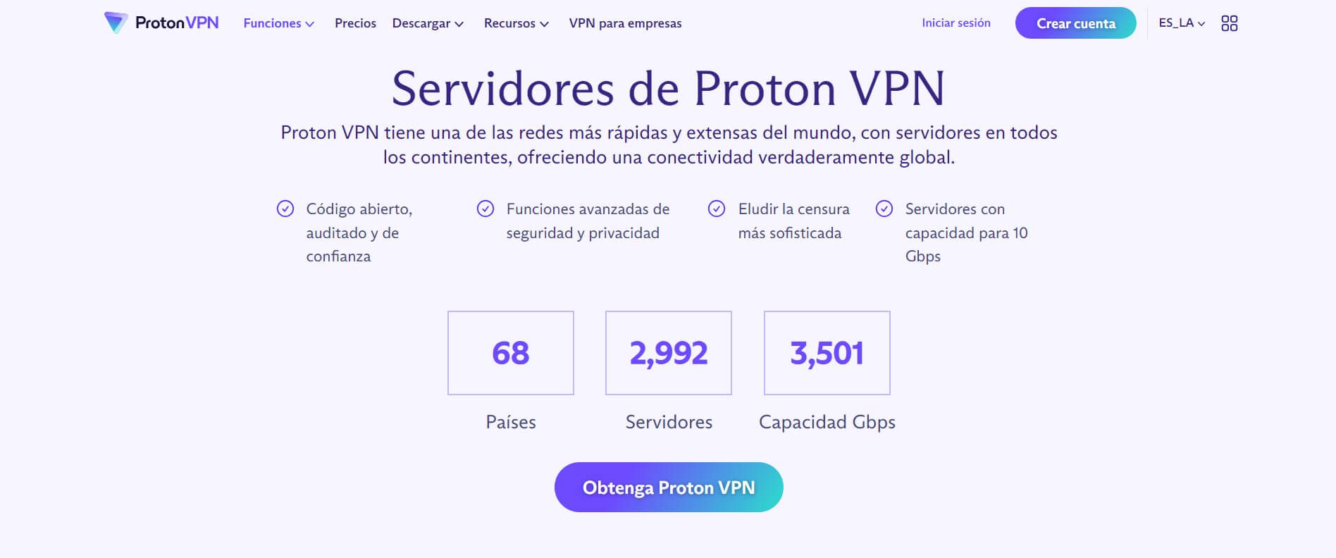 Servidores de ProtonVPN