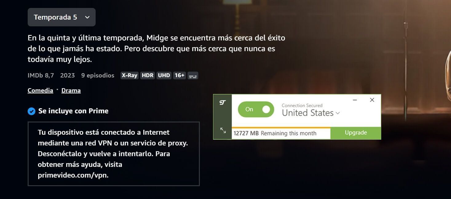 Error Amazon Prime VPN TunnelBear