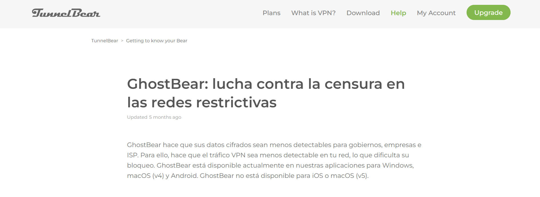 GhostBear Censura TunnelBear VPN