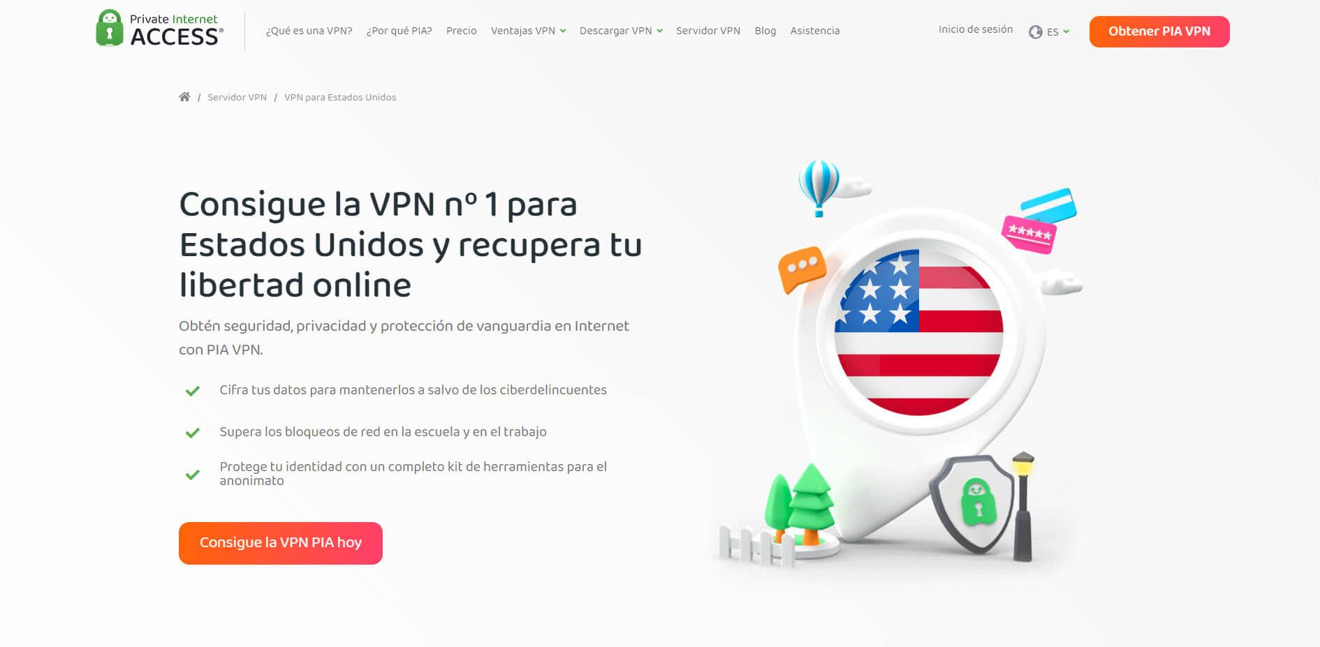 Private Internet Access PIA VPN Estados Unidos