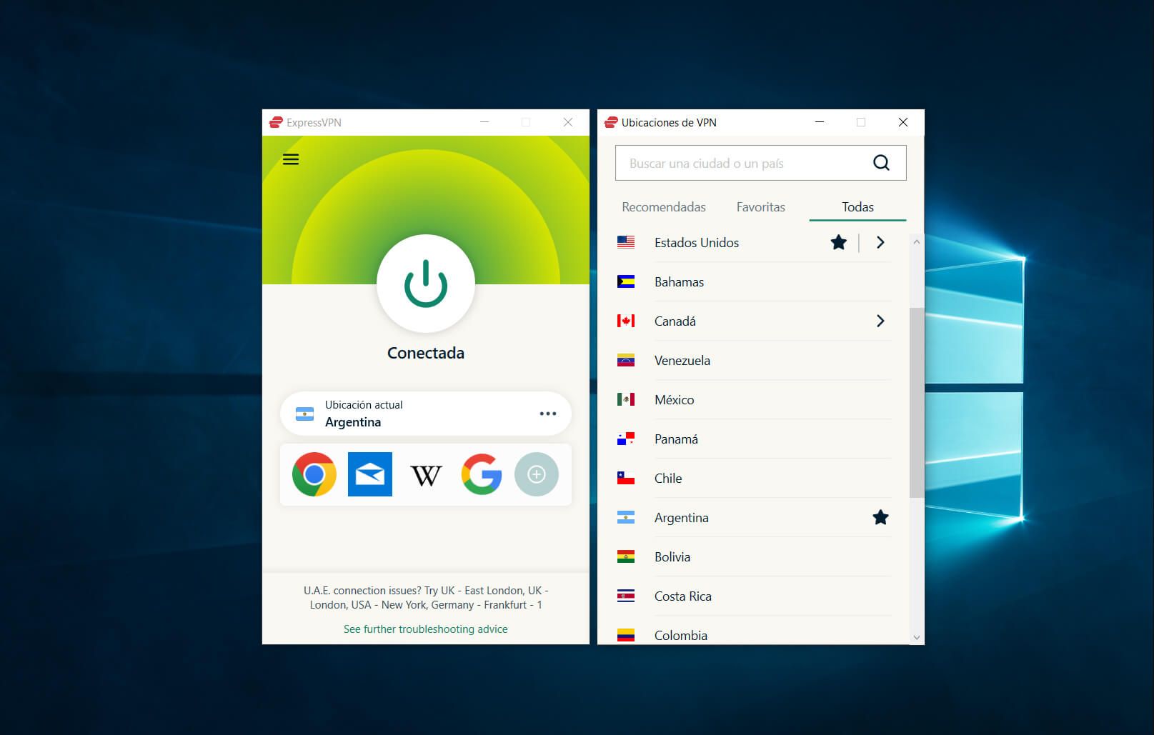 Conectarse servidor Argentina ExpressVPN